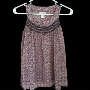 Zoe‎ & Rose Ditsy Floral Top Large Smocked Scoop Neck Cottagecore Coquette Boho
